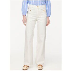 J. Crew Petite Full Length Slim Wide Leg Sailor Jeans White Size 32P